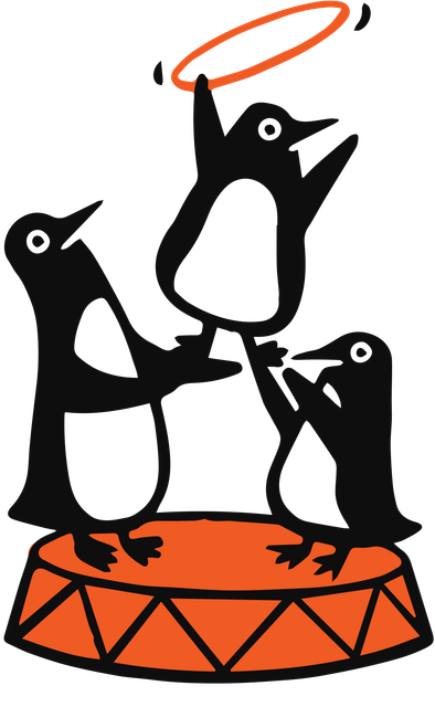 Penguins performing in a circus