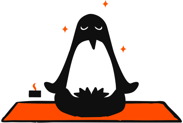 Penguin meditating peacefully