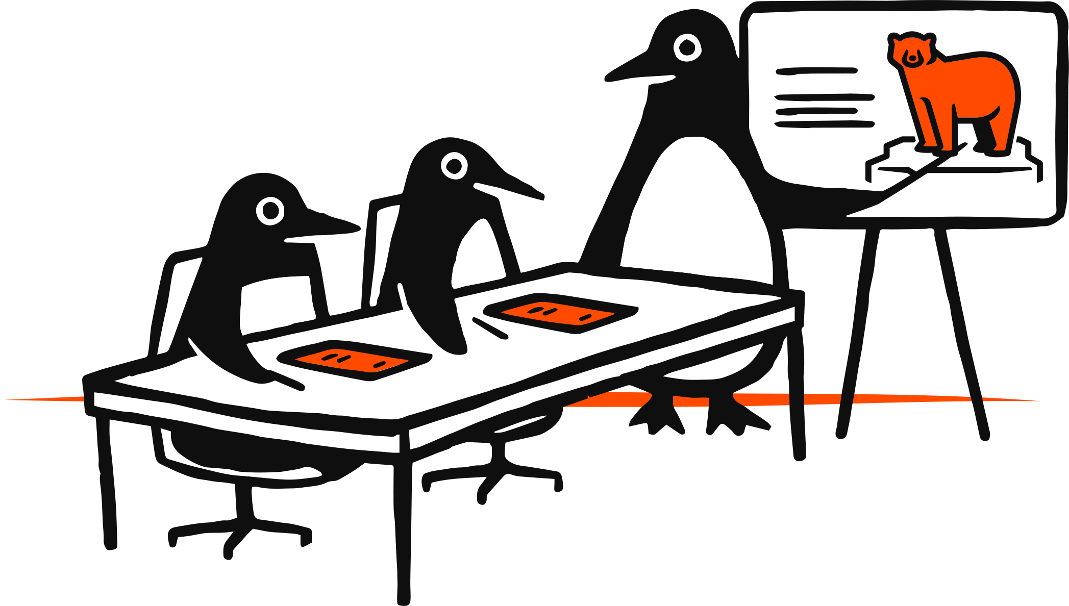 penguin teaching a class