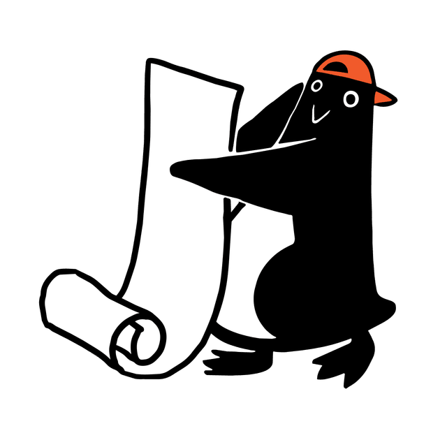 Penguin holding a long bill