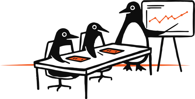 Penguins in a business meeting