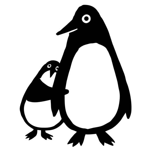 Two penguins cuddling