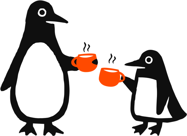 Penguins having coffee