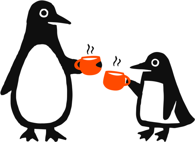 Penguins having coffee