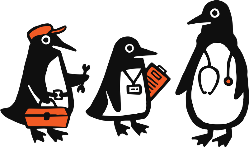 Penguins working together